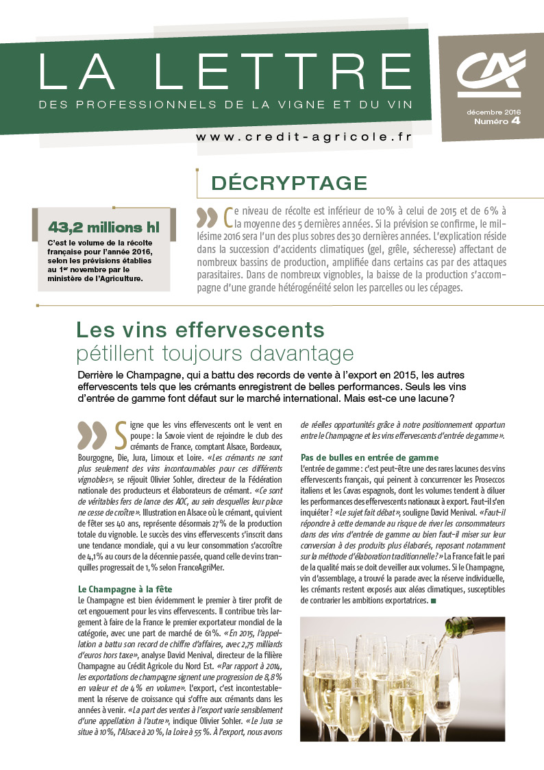 Lettre aux professionnels de la vigne et du vin - n°4/2016